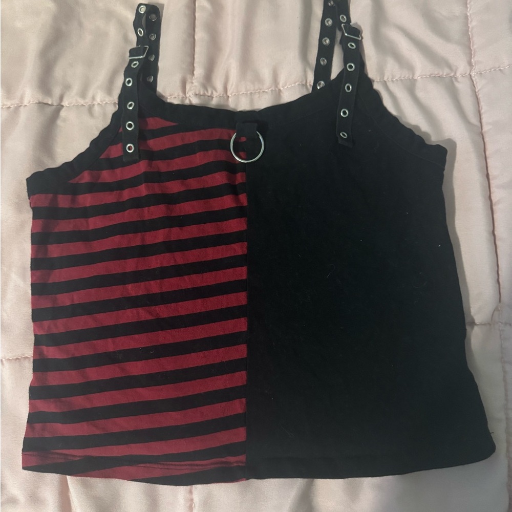 Woman’s small Black and Red Striped Tank Top size s/m